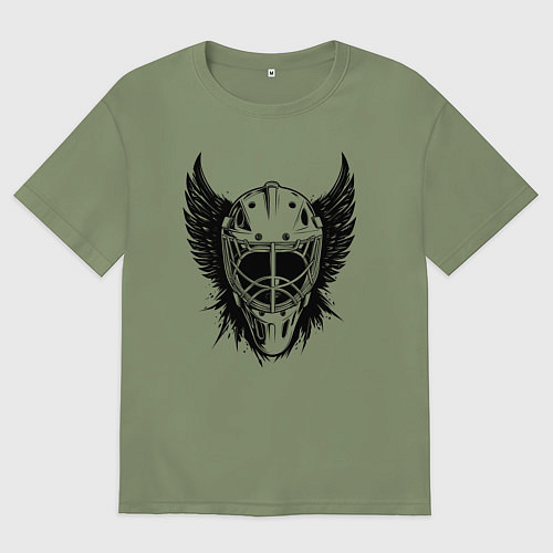 Мужская футболка оверсайз Крылатая хоккейная маска / Авокадо – фото 1