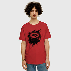 Футболка оверсайз мужская Чёрная хоккейная шайба, цвет: красный — фото 2