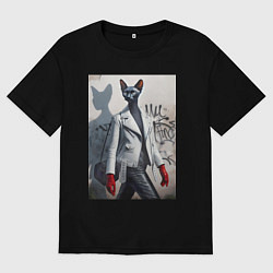 Мужская футболка оверсайз Cat girl Cornish Rex - ai art fantasy