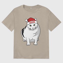 Футболка оверсайз мужская Мемный кот Бендер - 2026, цвет: миндальный