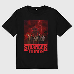 Мужская футболка оверсайз Пятеро и демогоргон Загадочные события финал