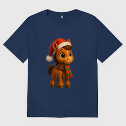 Мужская футболка оверсайз Новогодняя лошадка 2026