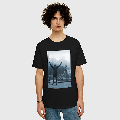 Мужская футболка оверсайз Рокки / Черный – фото 3