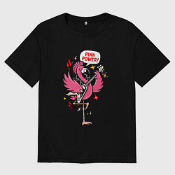 Футболка оверсайз мужская Панк-рок фламинго, цвет: черный