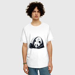 Футболка оверсайз мужская Лежащая панда, цвет: белый — фото 2