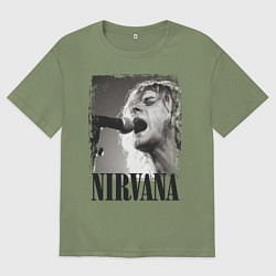 Мужская футболка оверсайз Кобейн поет