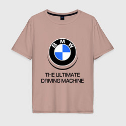 Футболка оверсайз мужская BMW Driving Machine, цвет: пыльно-розовый