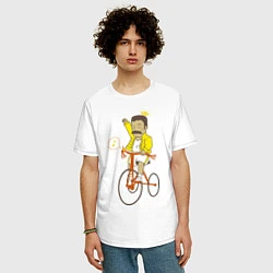 Футболка оверсайз мужская Фредди на велосипеде, цвет: белый — фото 2
