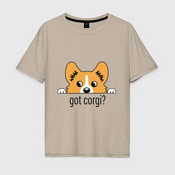 Футболка оверсайз мужская Got Corgi, цвет: миндальный