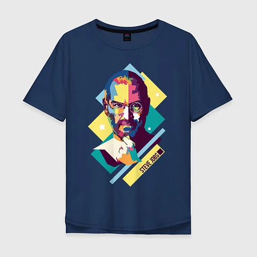 Мужская футболка оверсайз Steve Jobs Art / Тёмно-синий – фото 1