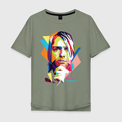 Футболка оверсайз мужская Kurt Cobain: Colors, цвет: авокадо