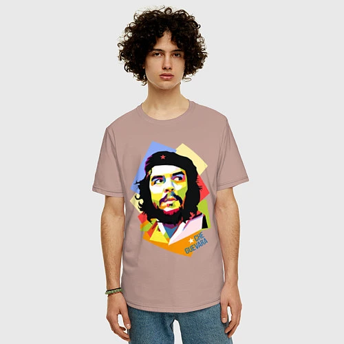 Мужская футболка оверсайз Che Guevara Art / Пыльно-розовый – фото 3