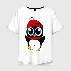Мужская футболка оверсайз Удивленный пингвинчик