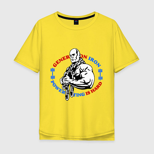 Мужская футболка оверсайз Powerlifting is hard / Желтый – фото 1