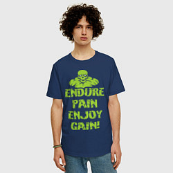 Футболка оверсайз мужская Endure pain enjoy gain, цвет: тёмно-синий — фото 2