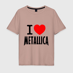 Футболка оверсайз мужская I love Metallica, цвет: пыльно-розовый