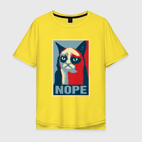 Мужская футболка оверсайз Grumpy Cat NOPE / Желтый – фото 1