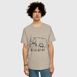 Футболка оверсайз мужская Сколько ног у слона, цвет: миндальный — фото 2
