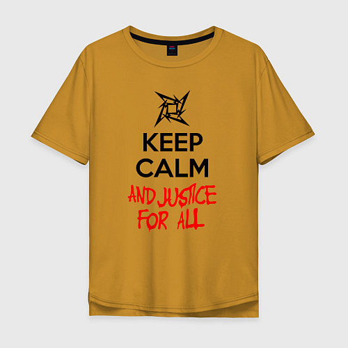 Мужская футболка оверсайз Keep Calm & Justice For All / Горчичный – фото 1