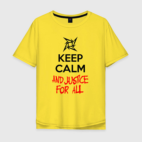 Мужская футболка оверсайз Keep Calm & Justice For All / Желтый – фото 1