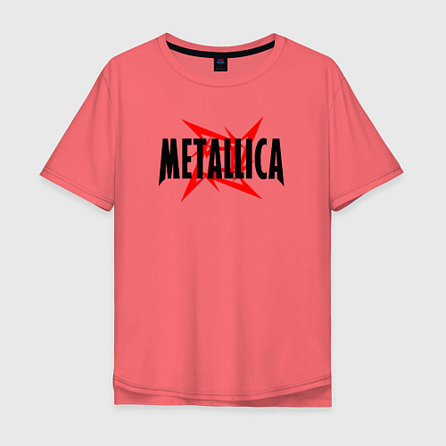 Мужская футболка оверсайз Metallica logo / Коралловый – фото 1