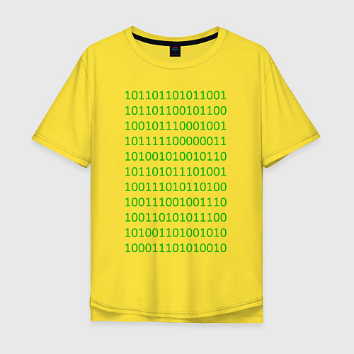Мужская футболка оверсайз Двоичный код / Желтый – фото 1