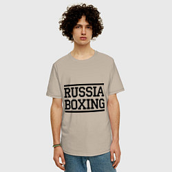 Футболка оверсайз мужская Russia boxing, цвет: миндальный — фото 2