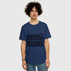 Футболка оверсайз мужская Russia boxing, цвет: тёмно-синий — фото 2