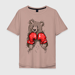 Футболка оверсайз мужская Bear Boxing, цвет: пыльно-розовый