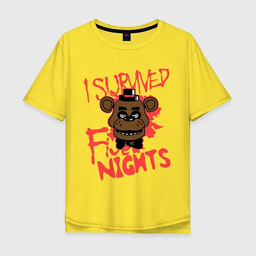 Мужская футболка оверсайз I Survived Five Night / Желтый – фото 1