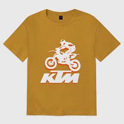 Футболка оверсайз мужская KTM белый, цвет: горчичный