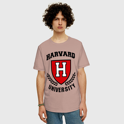 Мужская футболка оверсайз Harvard University / Пыльно-розовый – фото 3