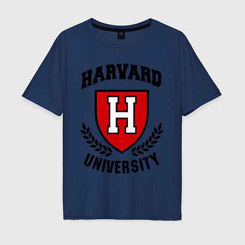 Мужская футболка оверсайз Harvard University / Тёмно-синий – фото 1