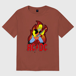 Футболка оверсайз мужская AC/DC Homer, цвет: кирпичный