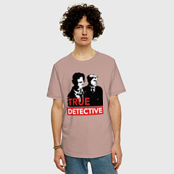 Футболка оверсайз мужская True Detective, цвет: пыльно-розовый — фото 2