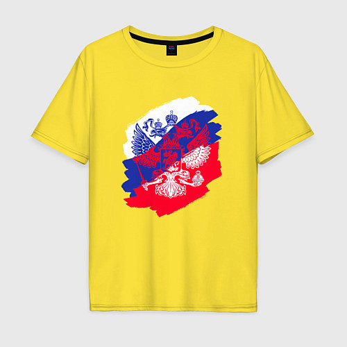 Мужская футболка оверсайз Россия / Желтый – фото 1