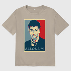 Футболка оверсайз мужская Allons-y Poster, цвет: миндальный