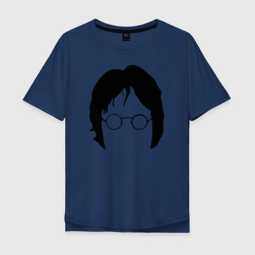 Мужская футболка оверсайз John Lennon: Minimalism / Тёмно-синий – фото 1