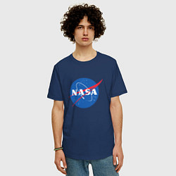 Футболка оверсайз мужская NASA: Logo, цвет: тёмно-синий — фото 2