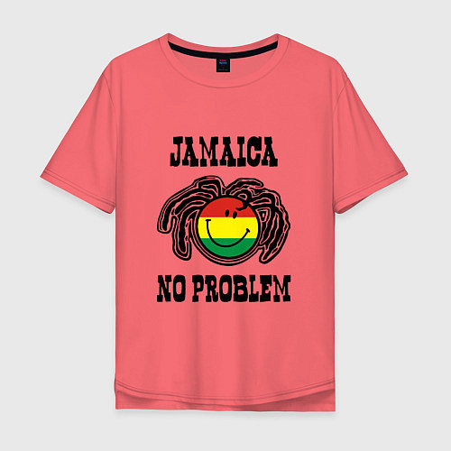 Мужская футболка оверсайз Jamaica: No problem / Коралловый – фото 1