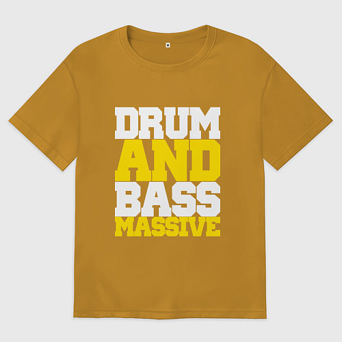 Мужская футболка оверсайз DRUM AND BASS MASSIVE / Горчичный – фото 1