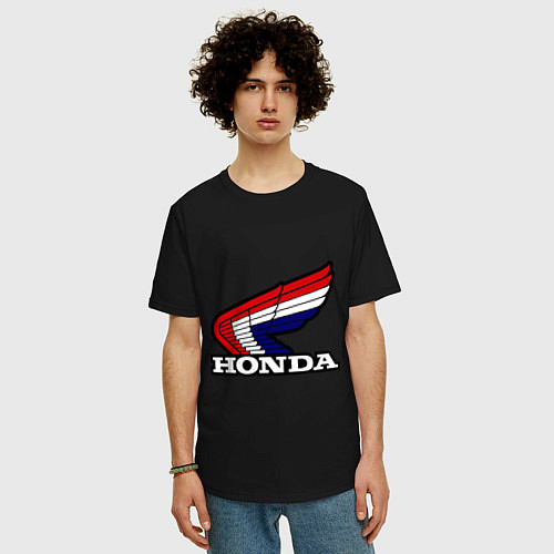 Мужская футболка оверсайз Honda / Черный – фото 3