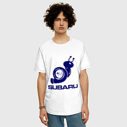 Футболка оверсайз мужская Subaru, цвет: белый — фото 2