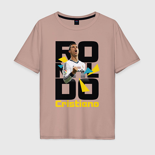 Мужская футболка оверсайз Ronaldo Funs / Пыльно-розовый – фото 1