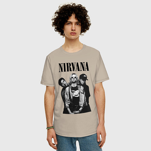 Мужская футболка оверсайз Nirvana Group / Миндальный – фото 3