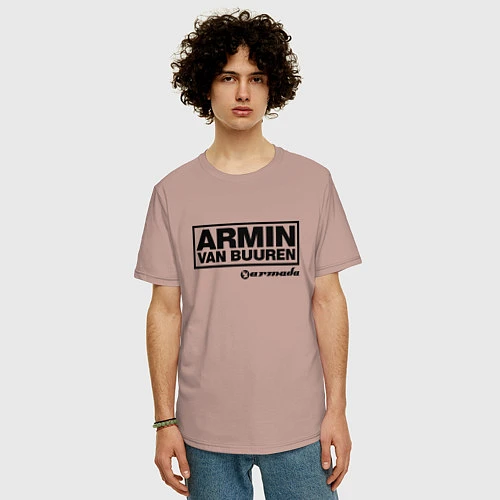Мужская футболка оверсайз Armin van Buuren / Пыльно-розовый – фото 3