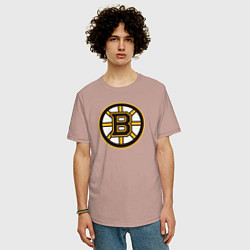 Футболка оверсайз мужская Boston Bruins, цвет: пыльно-розовый — фото 2