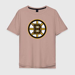 Футболка оверсайз мужская Boston Bruins, цвет: пыльно-розовый