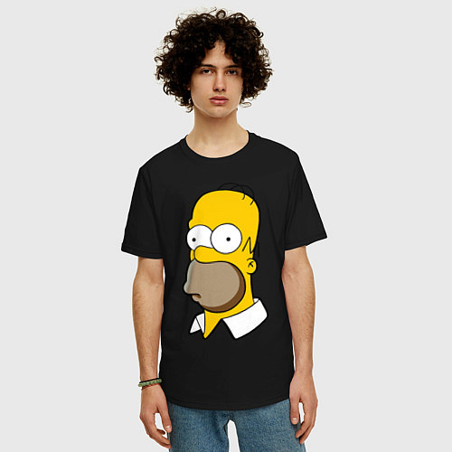 Мужская футболка оверсайз Sad Homer / Черный – фото 3