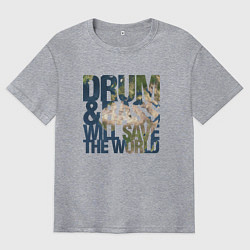Футболка оверсайз мужская Drum & Bass: The World, цвет: меланж